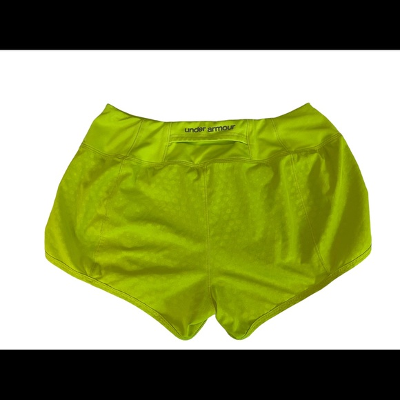 UNDER ARMOUR Women’s Polyester Neon Yellow Running Shorts Sz Small - Picture 2 of 4